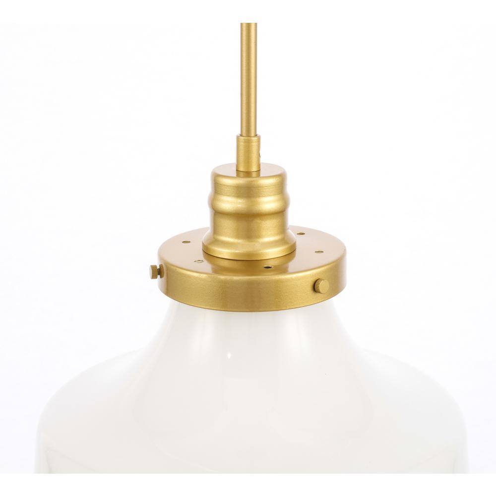 Alt View 3. Living District - Lyle 1 light Brass and frosted white glass pendant - Brass And Frosted White Glass.
