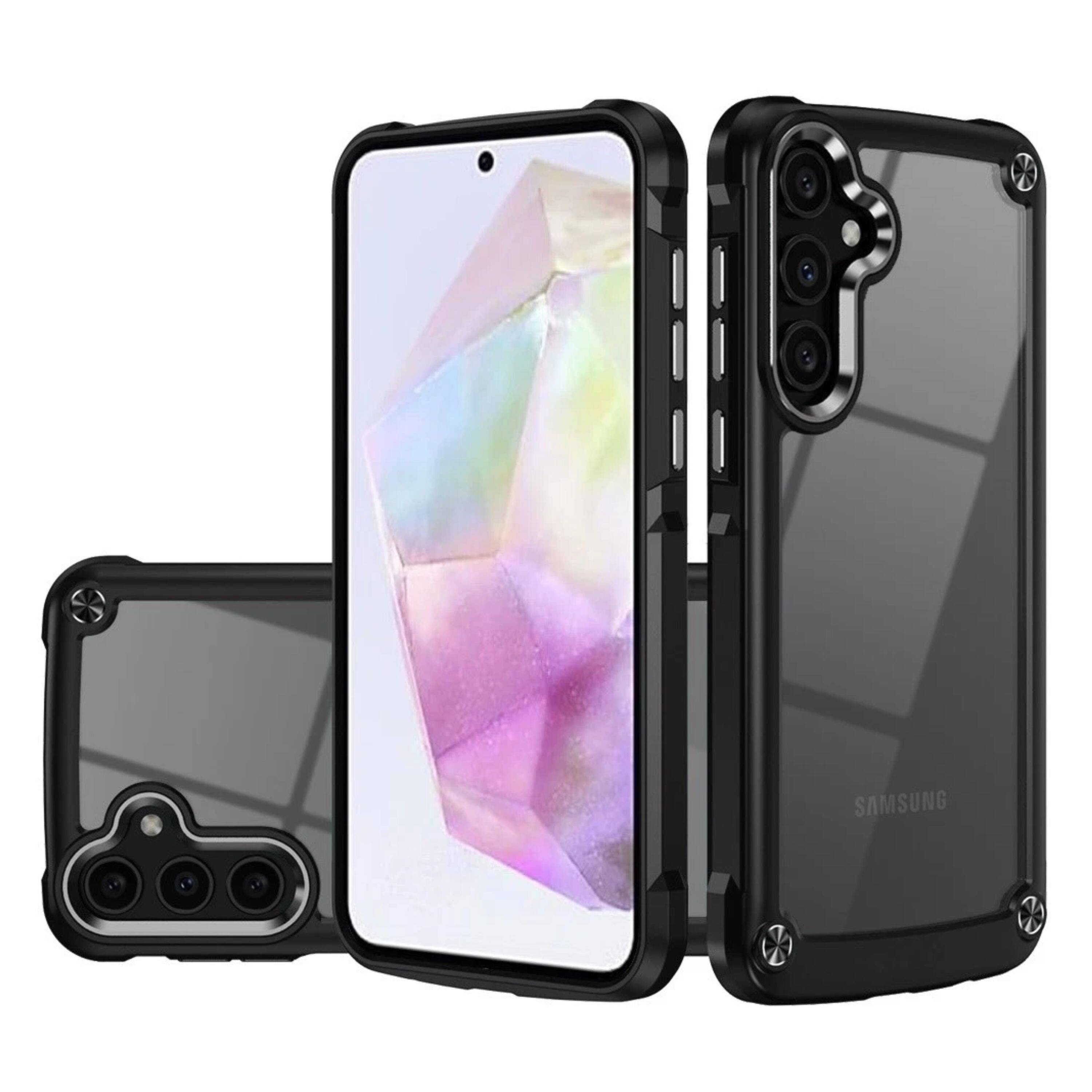 Kitcheniva - Hybrid Metal Buttons Raised Camera Lip Phone Case With Tempered Glass For Samsung Galaxy A36/A56 - Black price history on PriceWatchPro