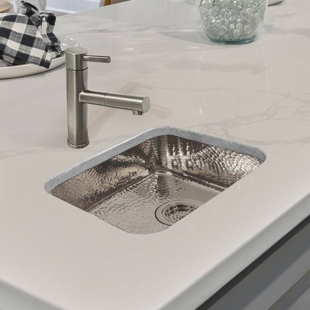 Angle. Whitehaus - Rectangular Undermount Entertainment/Prep Sink with a Hammered Texture Surface - Stainless Steel.