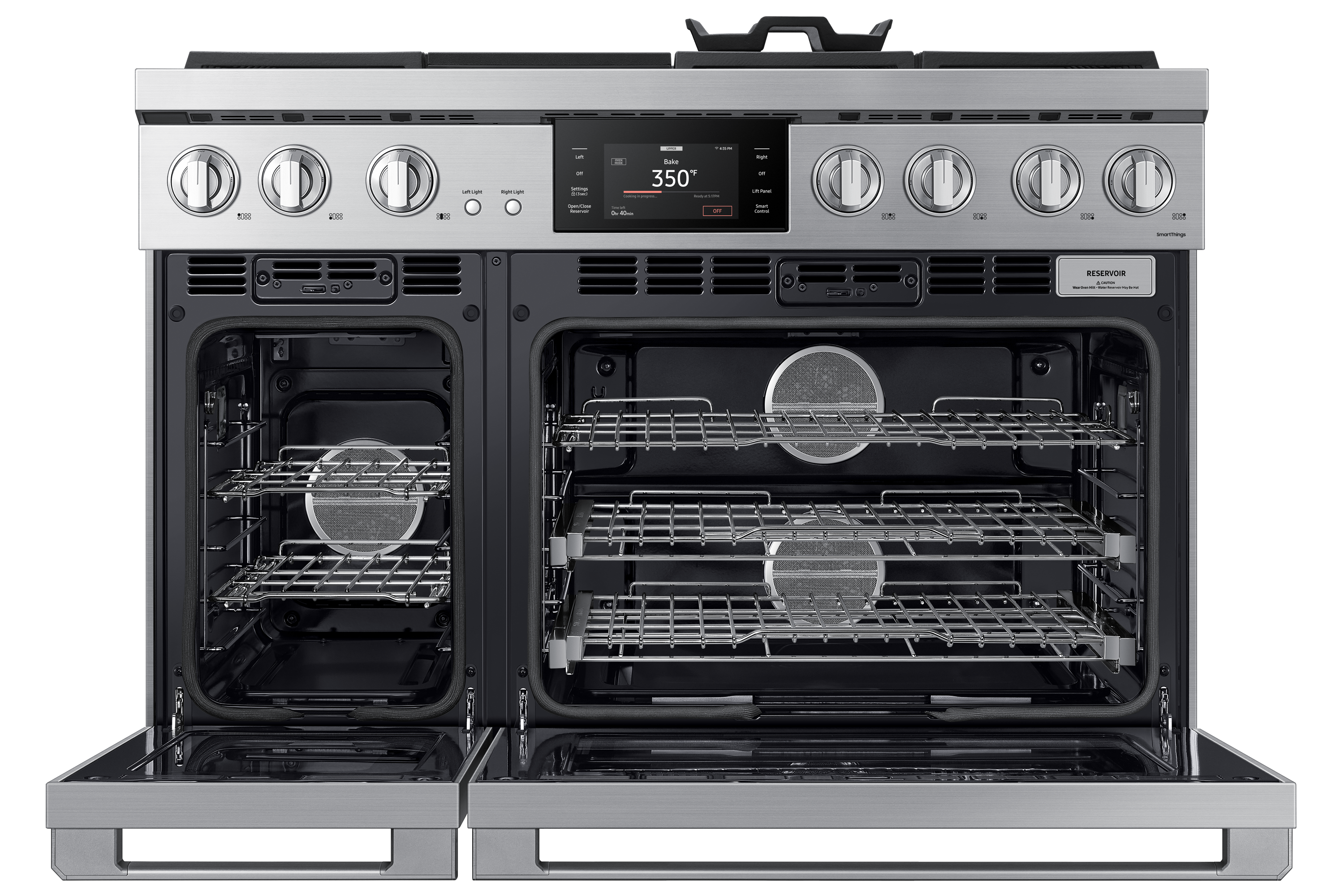 The text on the image reads "Saks 350 t a - - Y - - I i I ade RESERVOR". However, the text seems to be incomplete or unrelated to the image of the oven.