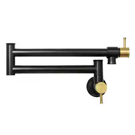 Solid Brass Wall-Mounted Pot Filler Kitchen Faucet with Two Joint Swing Arms
