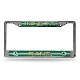 Rico Industries - Colorado State University Rams Sparkly Glitter Bling Look Chrome License Plate Frame - Multi