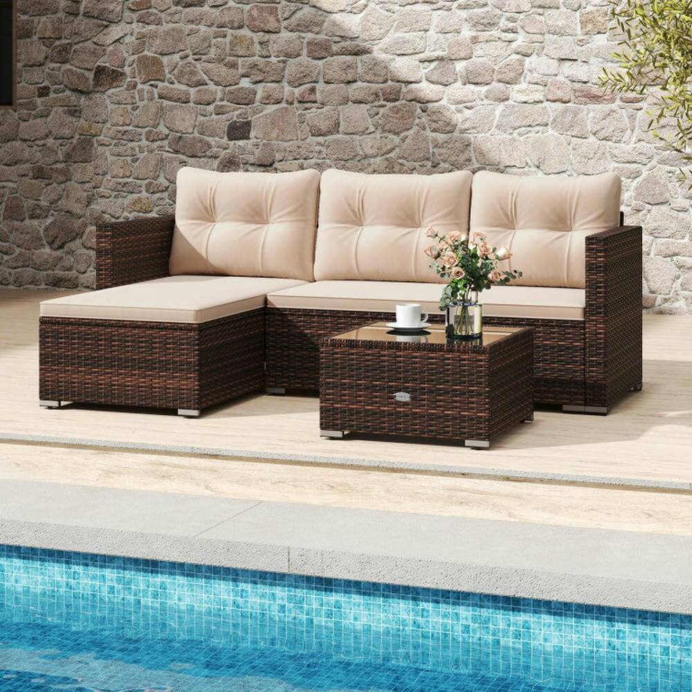 Alt View 1. Kadyn - Patio Furniture Sets,Outdoor & Patio Furniture Sets,2-Piece Outdoor Wicker Furniture Set with Glass Coffee Table - Beige.