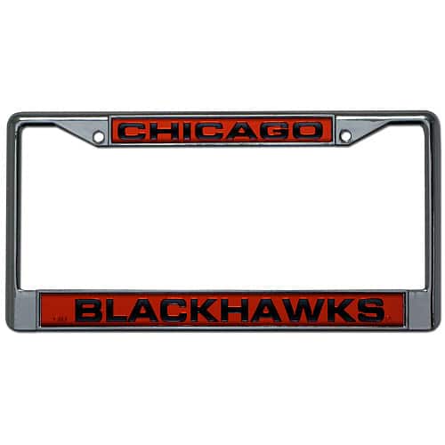 Rico Industries - Chicago Blackhawks Hockey Chrome Metal Laser Cut License Plate Frame - Multi