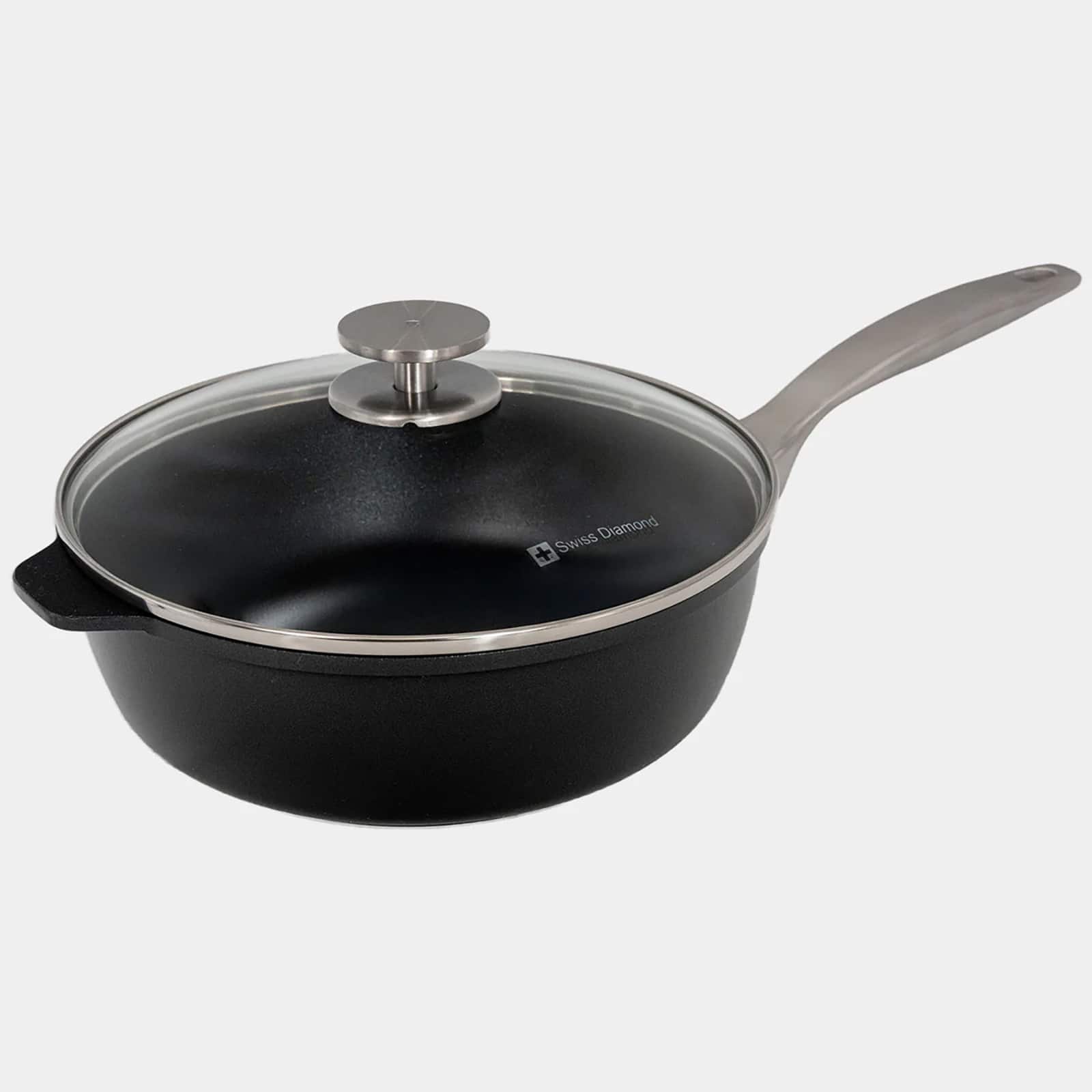 Swiss Diamond - CHD Nonstick Saute Pan with Glass Lid, 3.2 qt - Black
