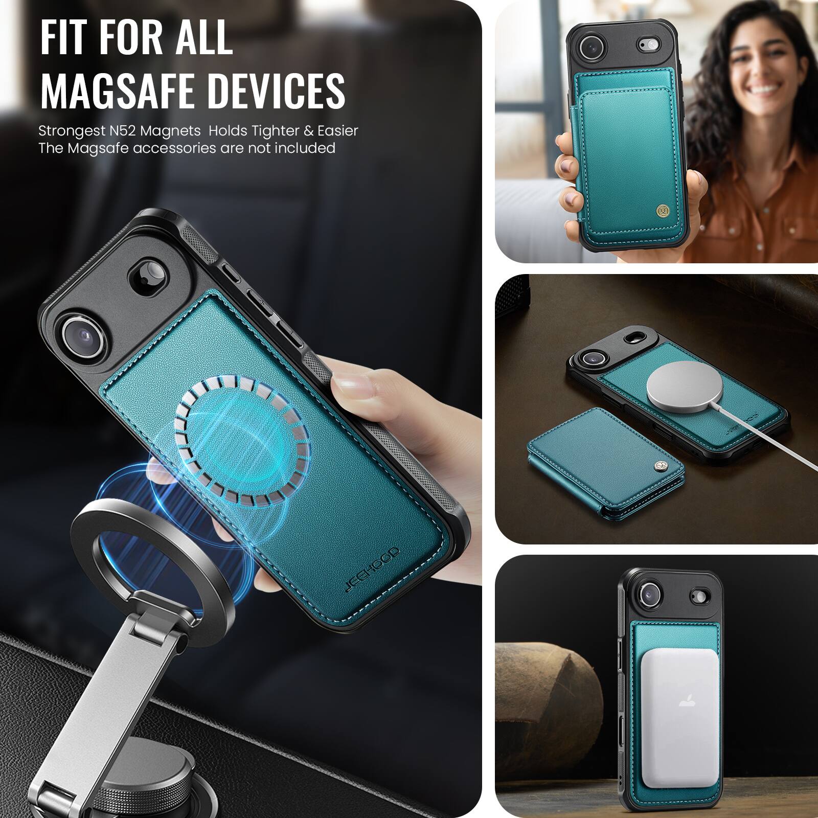 FIT FOR ALL MAGSAFE DEVICES

Strongest N52 Magnets Holds Tighter & Easier  
The MagSafe accessories are not included