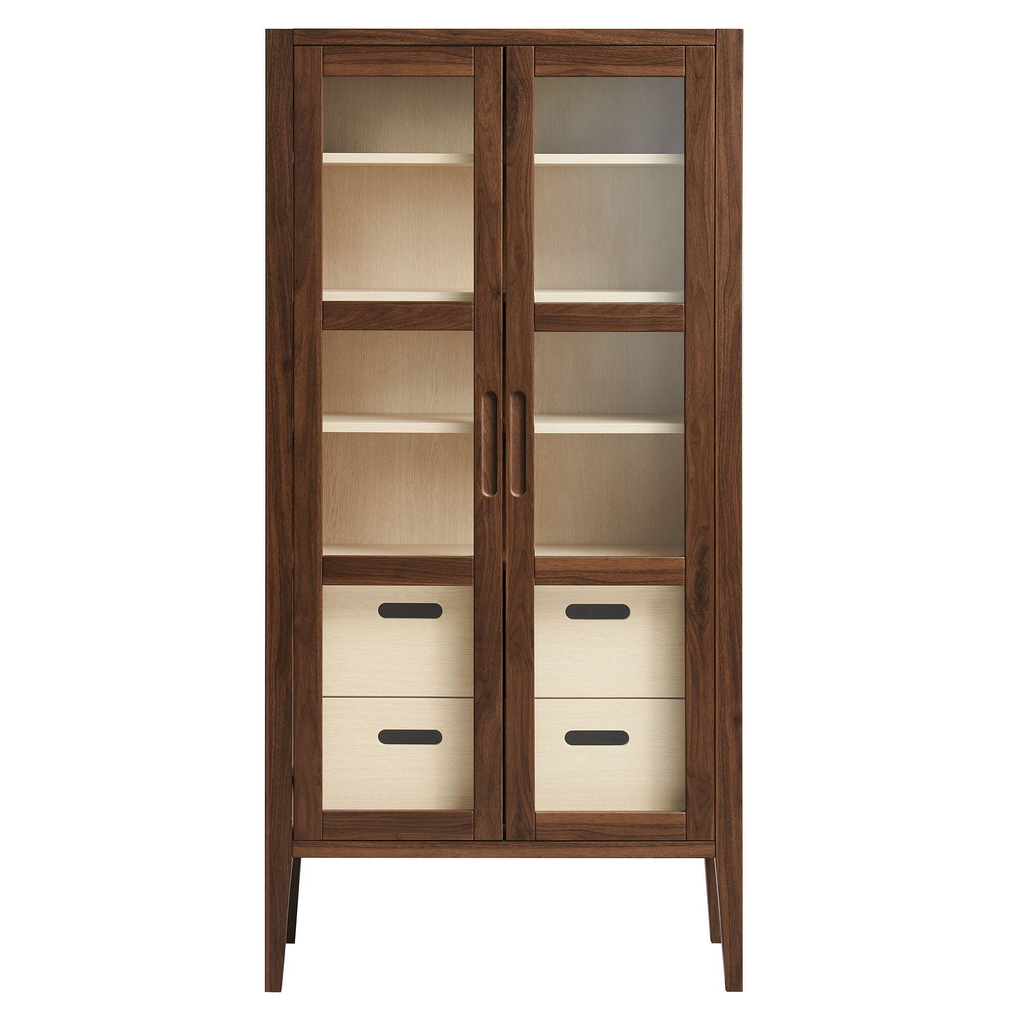 Alt View 4. Modway - Nell 71" Glass Door Tall Display Storage Cabinet by Modway - Walnut.