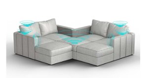 Lovesac - 7 Seats + 8 Sides Luxe Chenille & Lovesoft with 10 Speaker Immersive Sound + Charge System - Tonal Sterling - Angle_Zoom
