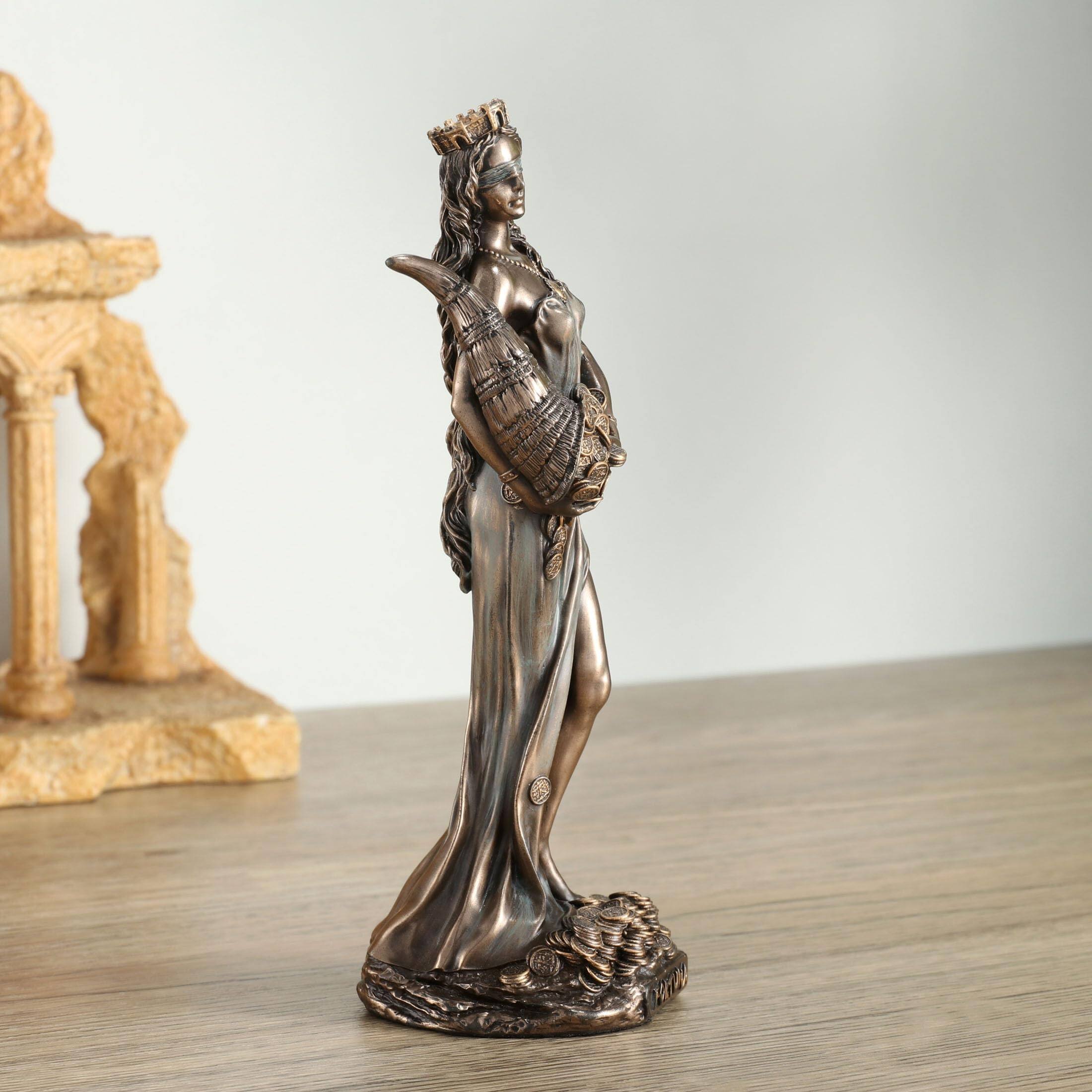 Alt View 5. Refined Abode Design - 6 1 Fortuna The Greek Goddess Of Fortune And Luck Sculpture Cold Cast Bronze Finish.