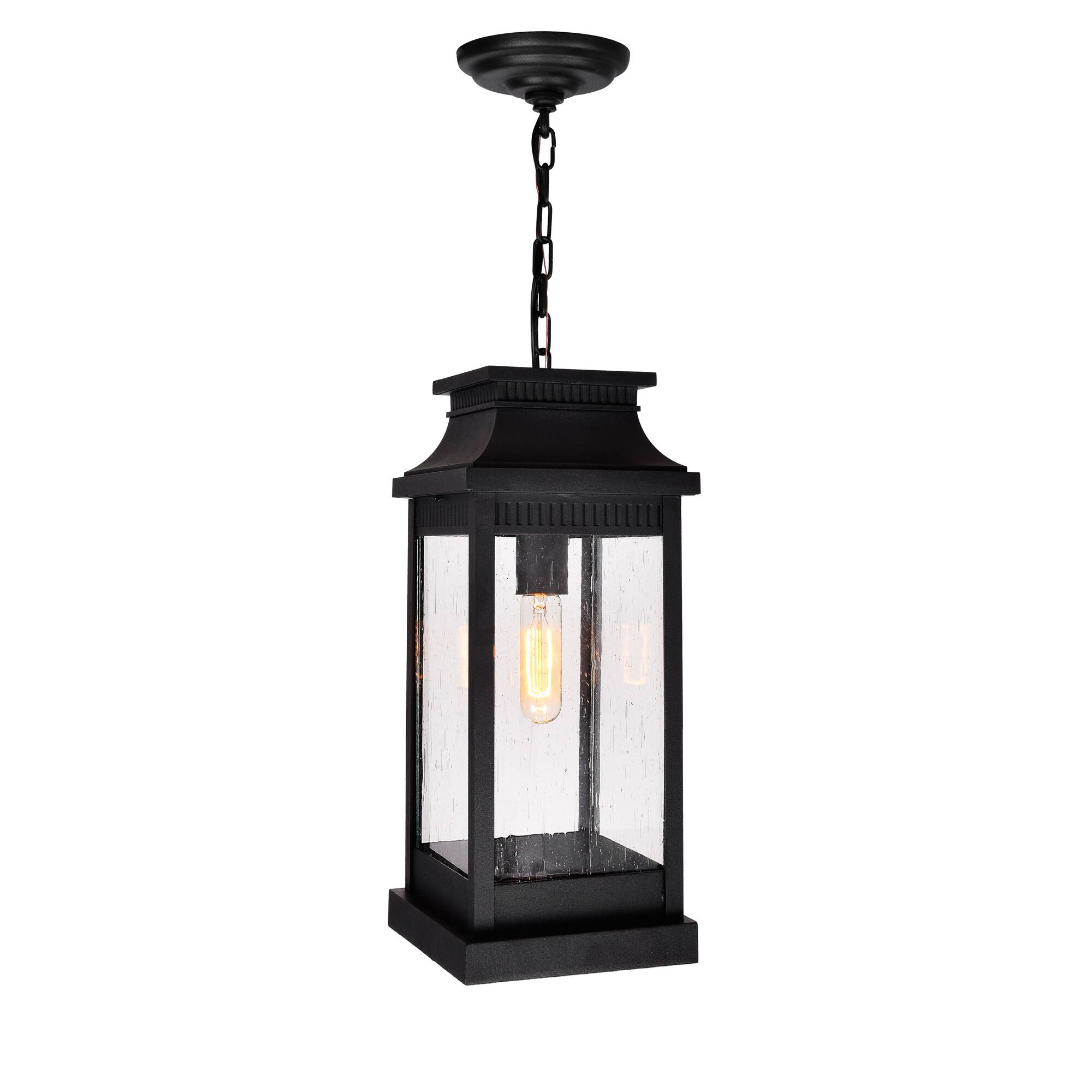 Front. CWI Lighting - Milford 1 Light Outdoor Black Pendant - Black.