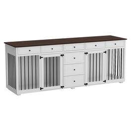 FUFU&GAGA - 3-in-1 TV Stand Dog Crate Furniture - Multi-Pet Kennel Storage Drawers for Living Room