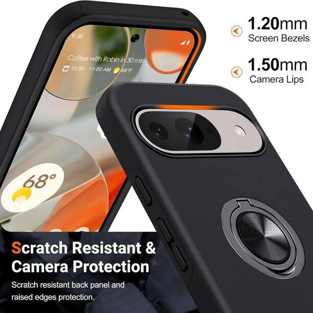 9:30, 1.20mm Screen Bezels, Coffee with Robin in 30min, 10:00, 11:00 AM, 68F, 1.50mm Camera Lips, 68, Scratch Resistant & Camera Protection, Scratch resistant back panel and raised edges protection.