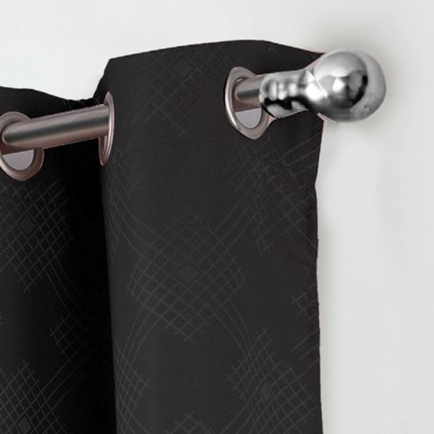 Left. RT Designers Collection - RT Designers Collection Celeste Shimmer Jacquard Polyester Grommet 2 Pack Window Curtain Panel Set 36" x 84" Black - Black.