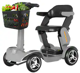 REYWMER - Heavy Duty 4 Wheel Mobility Scooter for Adults & Seniors, Folding Electric Travel Scooter, 35mi Max Long Range, 265LBS - Gray