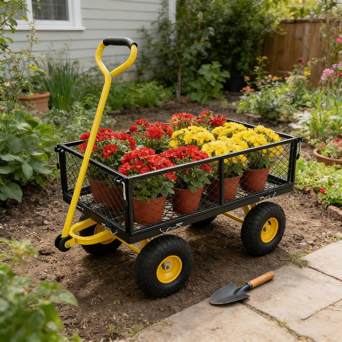 Alt View 4. Loheer - Loheer Heavy Duty Garden Dump Cart with Pneumatic Tires, Metal Utility Wagon, 660 lb Capacity.