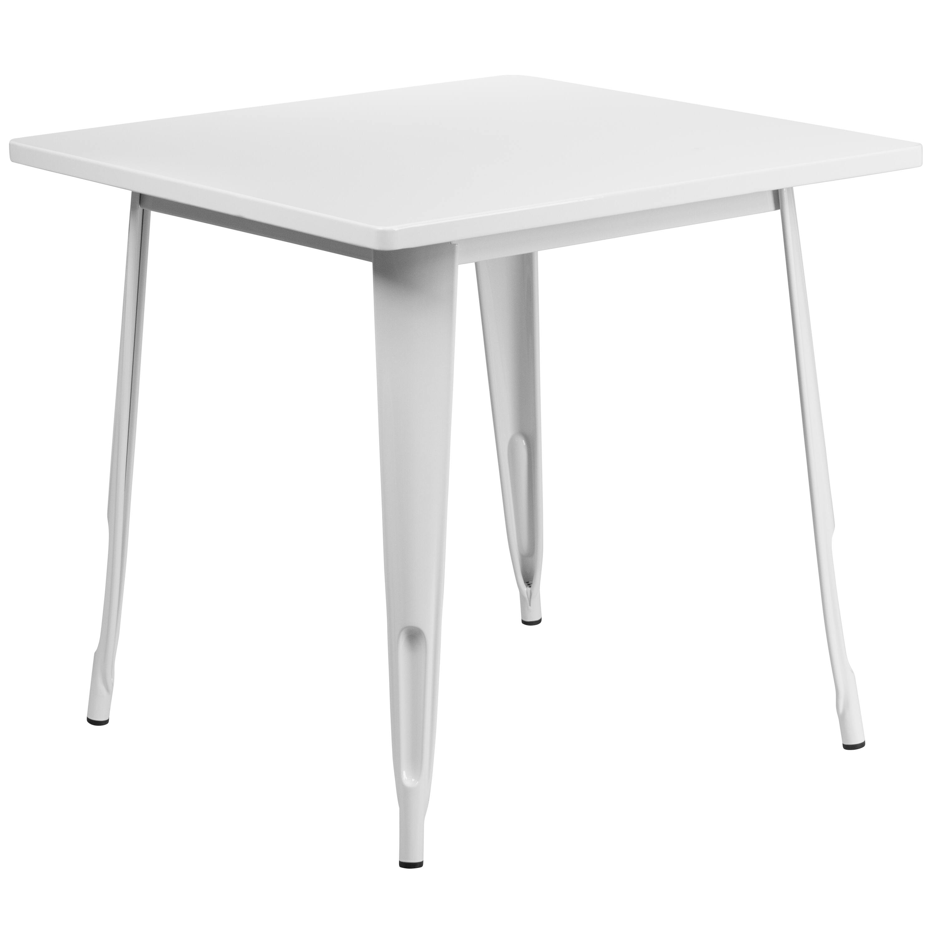 Alt View 3. Emma + Oliver - Commercial Grade 31.5" Square Metal Indoor-Outdoor Table Set with 4 Arm Chairs - White.