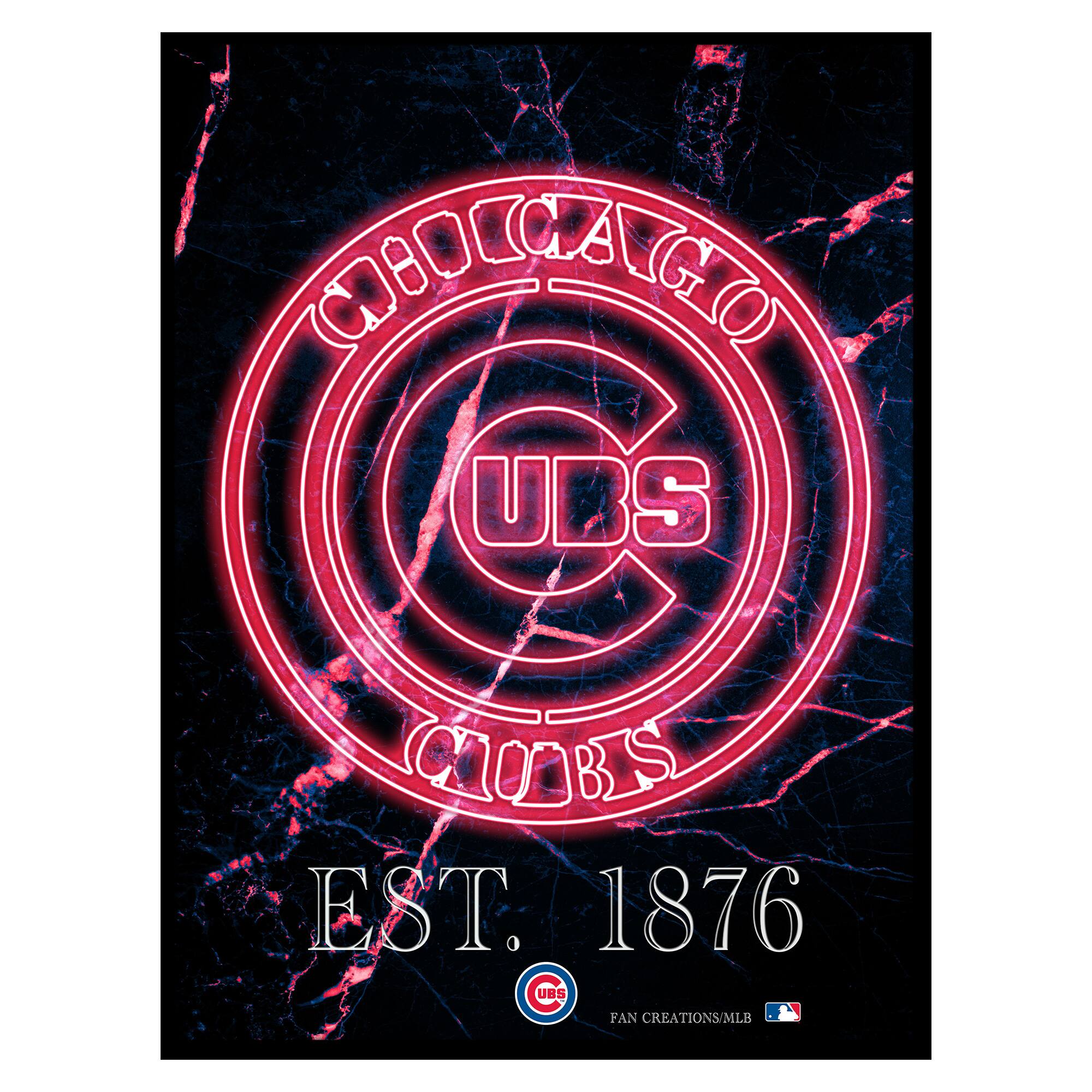 Black Chicago Cubs 12'' x 16'' Framed Circle Logo Print