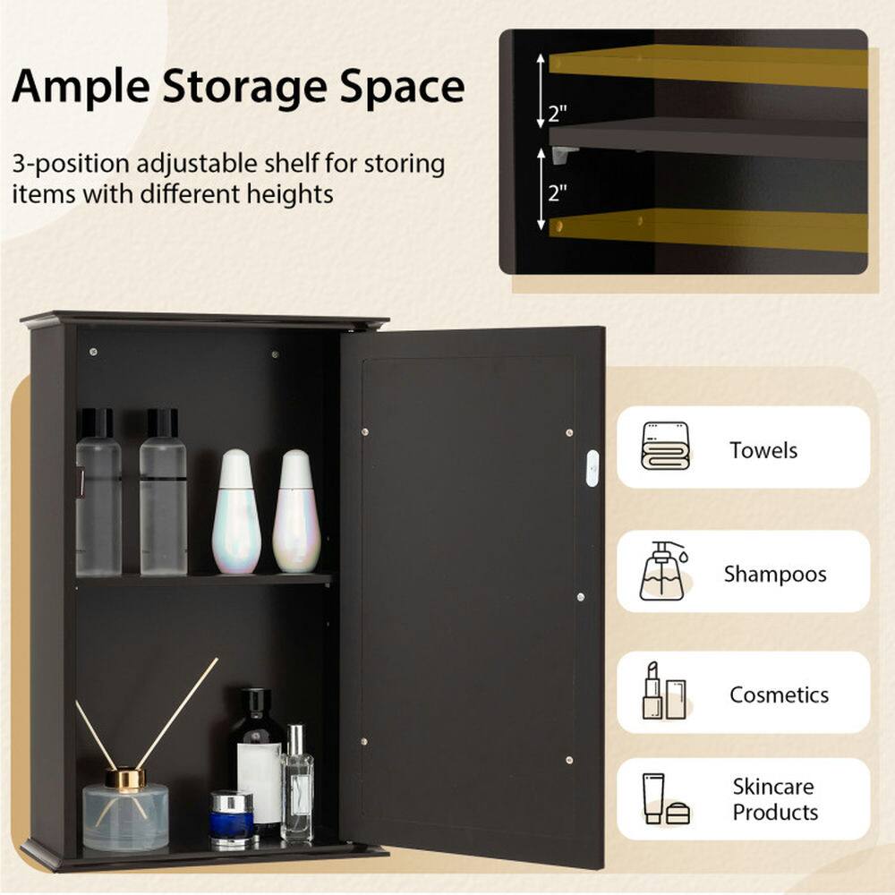 Ample Storage Space

3-position adjustable shelf for storing items with different heights

- Towels
- Shampoos
- Cosmetics
- Skincare Products