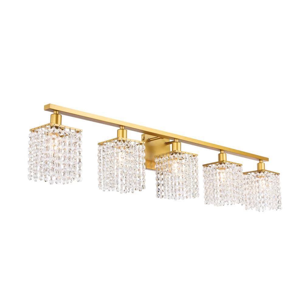 Alt View 3. Living District - Phineas 5 light Brass and Clear Crystals wall sconce - Brass And Clear Crystals.