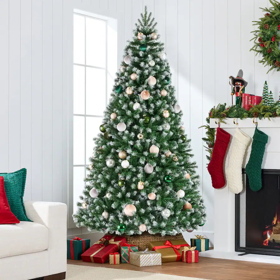 Step Trees Design Best Choice Products Artificial Frosted Christmas Tree, 7.5ft Premium ...