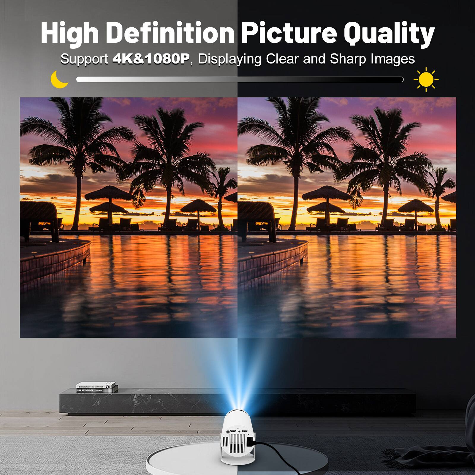 High Definition Picture Quality  
Support 4K & 1080P, Displaying Clear and Sharp Images