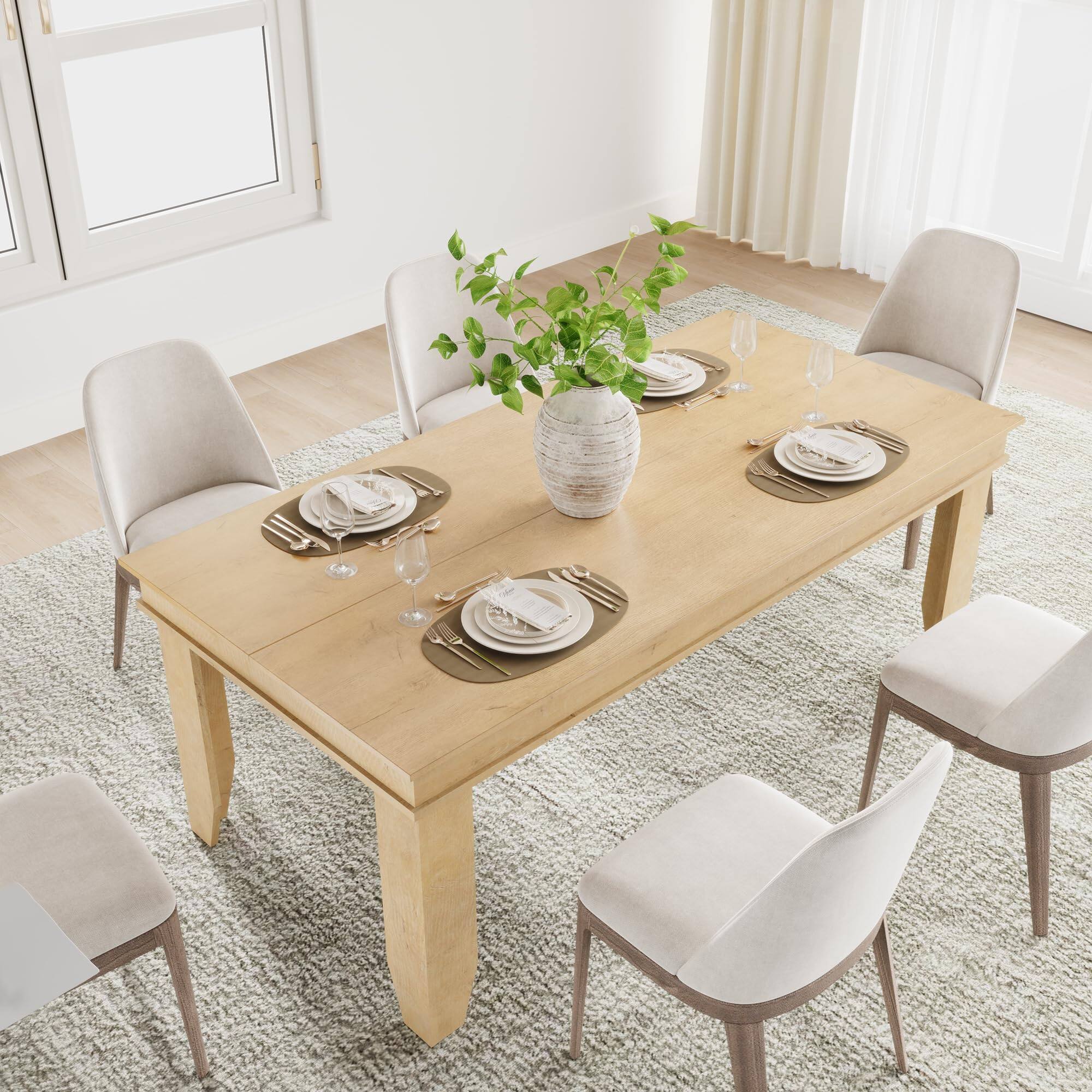 Alt View 2. JETRANSPORT - Farmhouse Dining Table For 6-8 People  71 In Long Color Kitchen Tables With Wooden Sturdy Frame 6 Ft Large Rec - Natural 71" Non-extendable.