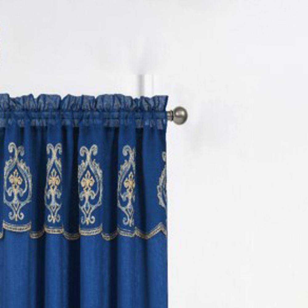 Angle. RT Designers Collection - RT Designers Collection Jayla Stylish & Premium Embroidered Curtain Panel 54" x 90" Navy - Navy.