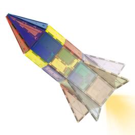 PicassoTiles - PICASSO-TILES UV-Activated Color Changing Magnetic Tiles Rocket Set for Kids, STEM Learning Toy Playset