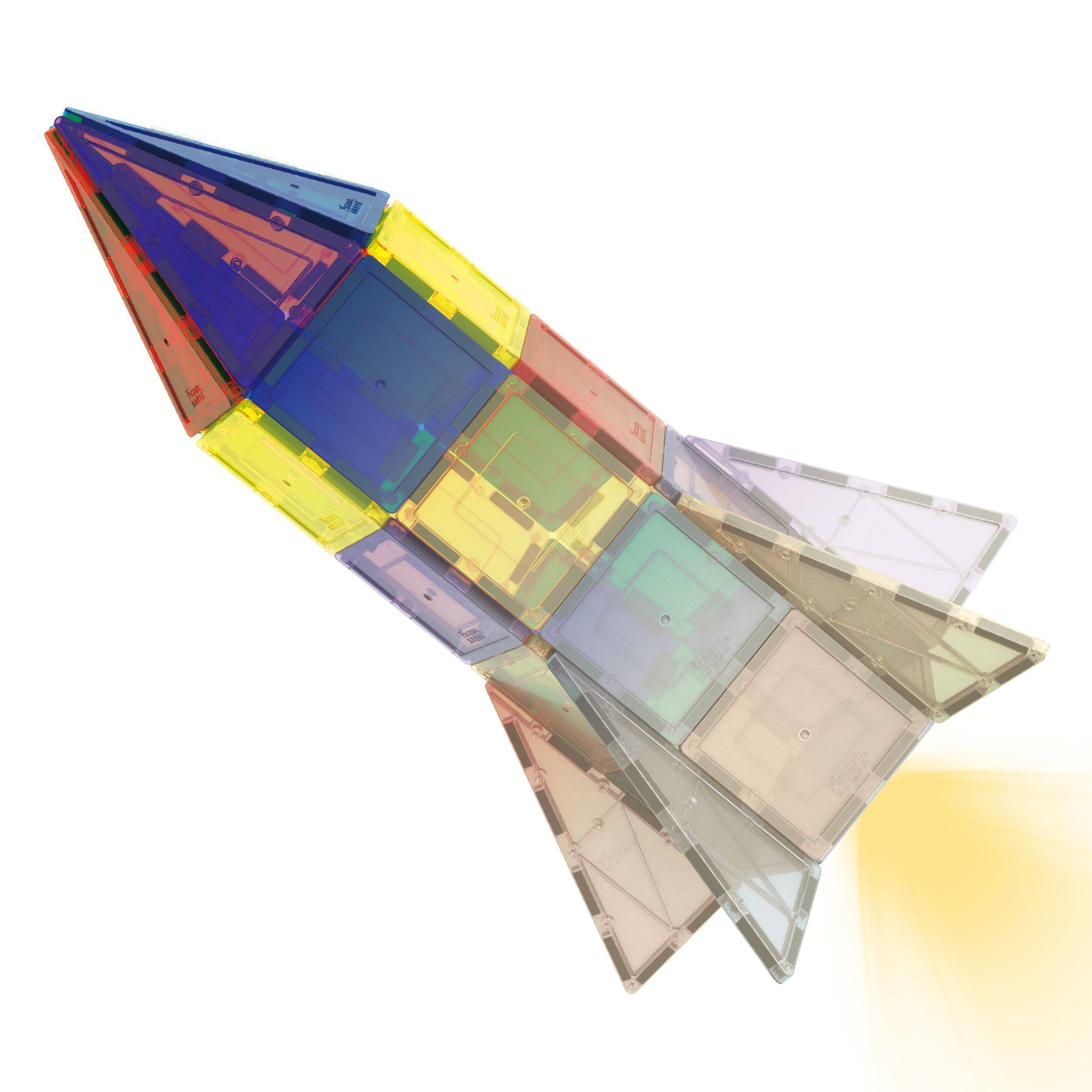 Front. PicassoTiles - PICASSO-TILES UV-Activated Color Changing Magnetic Tiles Rocket Set for Kids, STEM Learning Toy Playset.