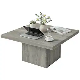 Homcom - Coffee Table, Center Table with 1.6" Thick Tabletop - Gray