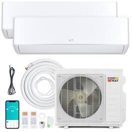 Costway - X-Pro 18000 BTU 2 Zone 12K + 12K Mini Split Air Conditioner, WiFi Enabled, 24 SEER2 - White
