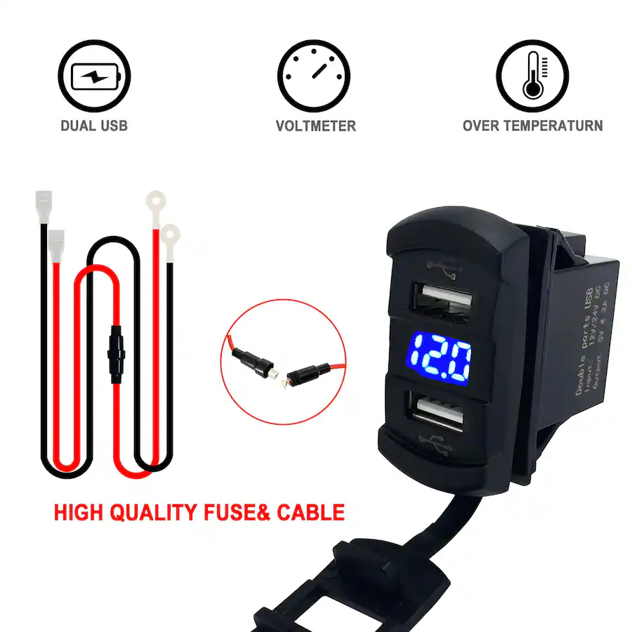 4 In 1 Marine Switch Panel, 12V 4.2A Dual USB Charger Socket Power - Foto 7