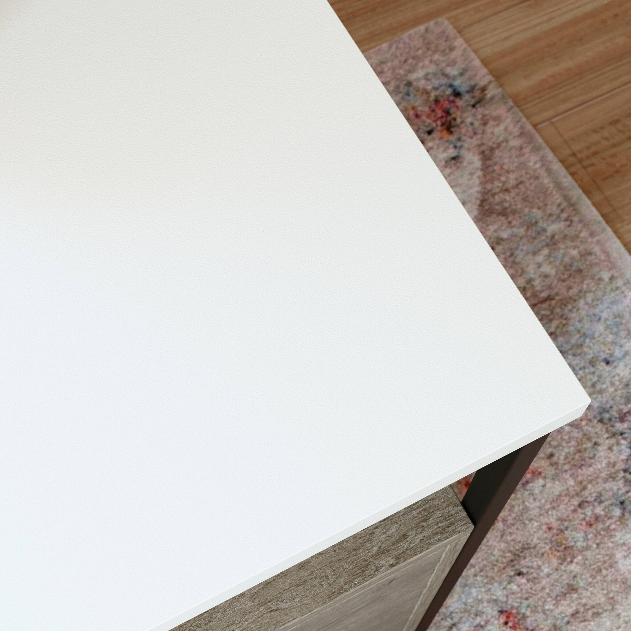 Alt View 1. Spaco - 60x57" L Shaped Computer Desk, Smooth Drawer, File Storage - Brown.