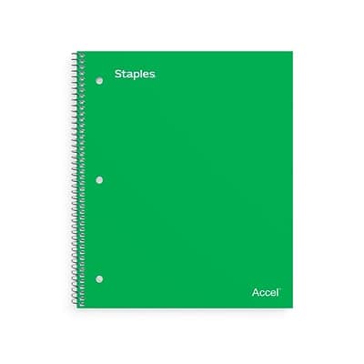 Staples - Premium Poly 1-Subject Notebook, 8" x 10.5", Wide Ruled, 100 Sheets - Green