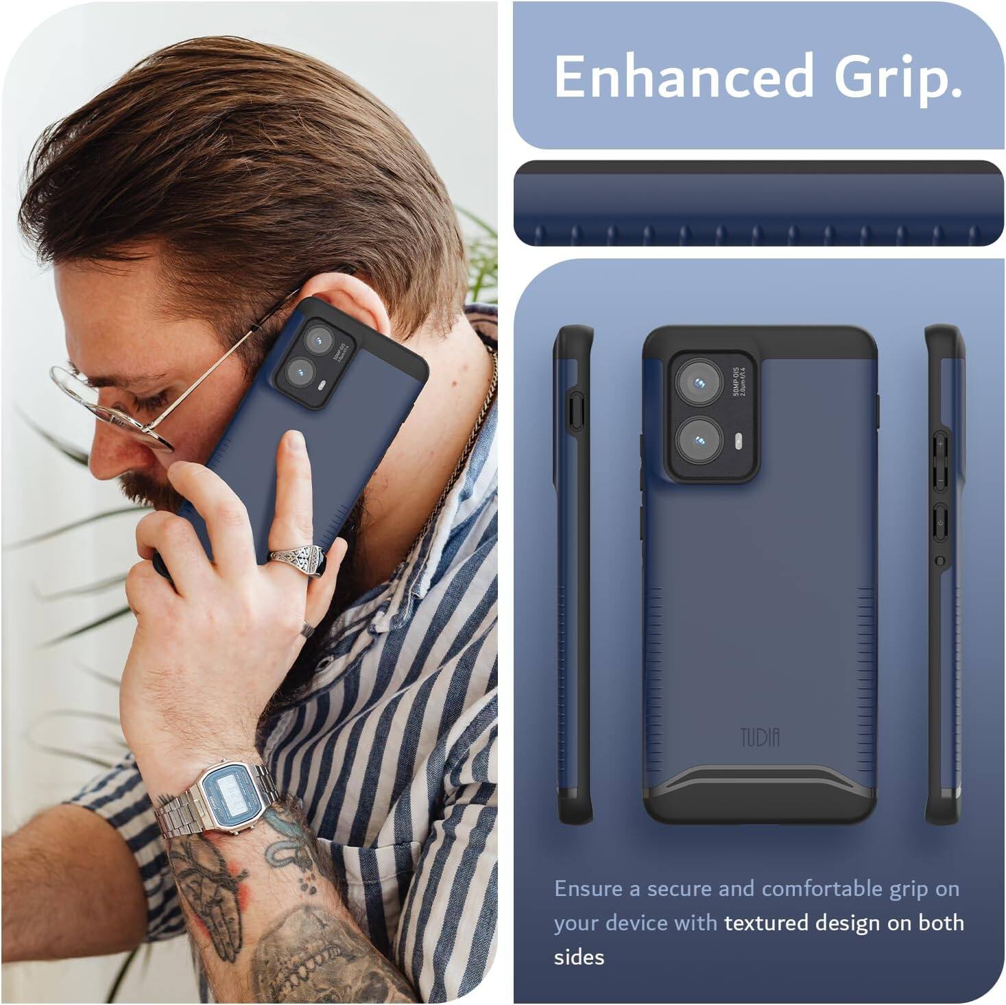 Enhanced Grip.

Ensure a secure and comfortable grip on your device with textured design on both sides