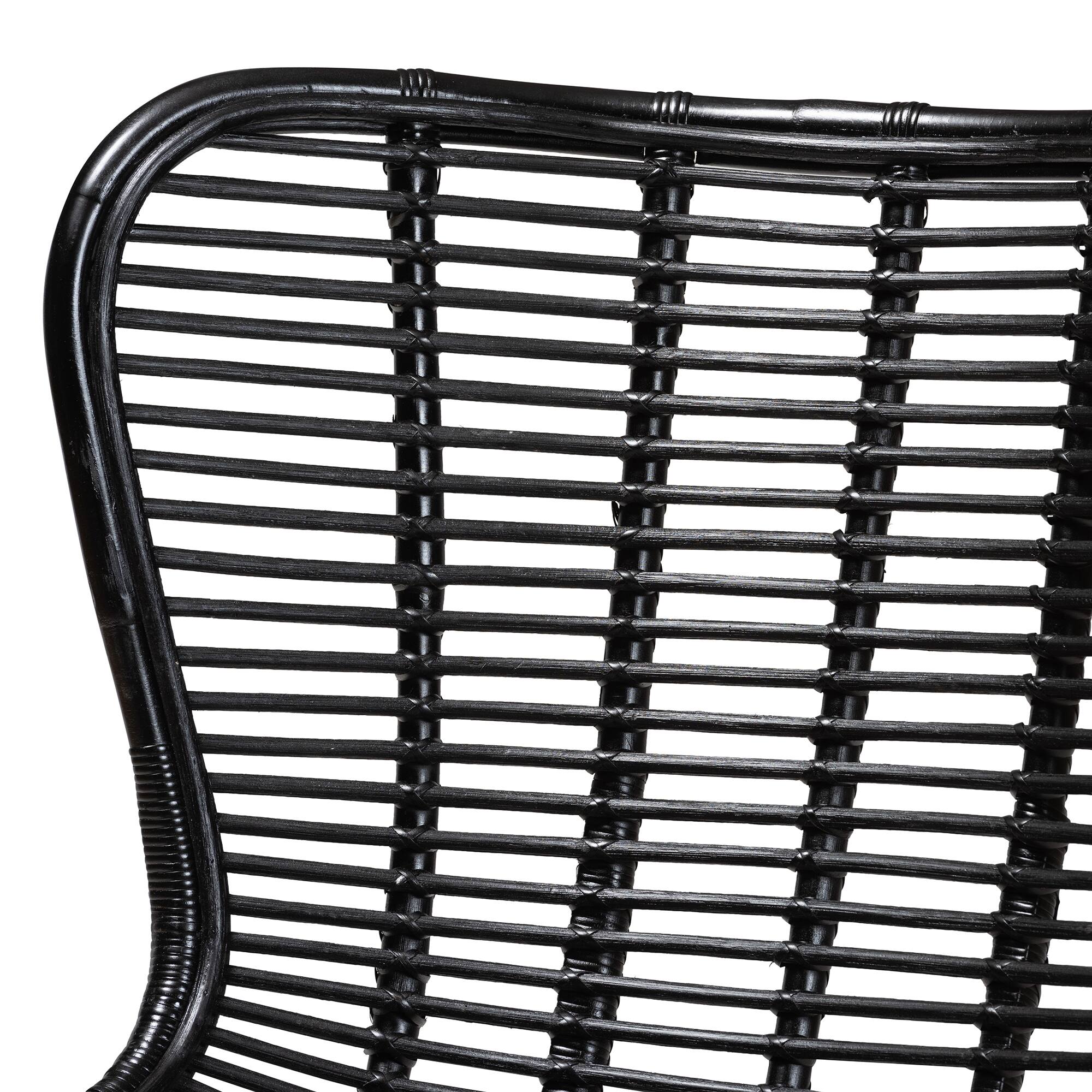 Alt View 1. bali & pari - Colorado Modern Bohemian Rattan and Metal Accent Chair - Black.