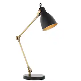 Jonathan Y - Barnes 24" LED Metal Task Lamp, Black/ - Brass Gold