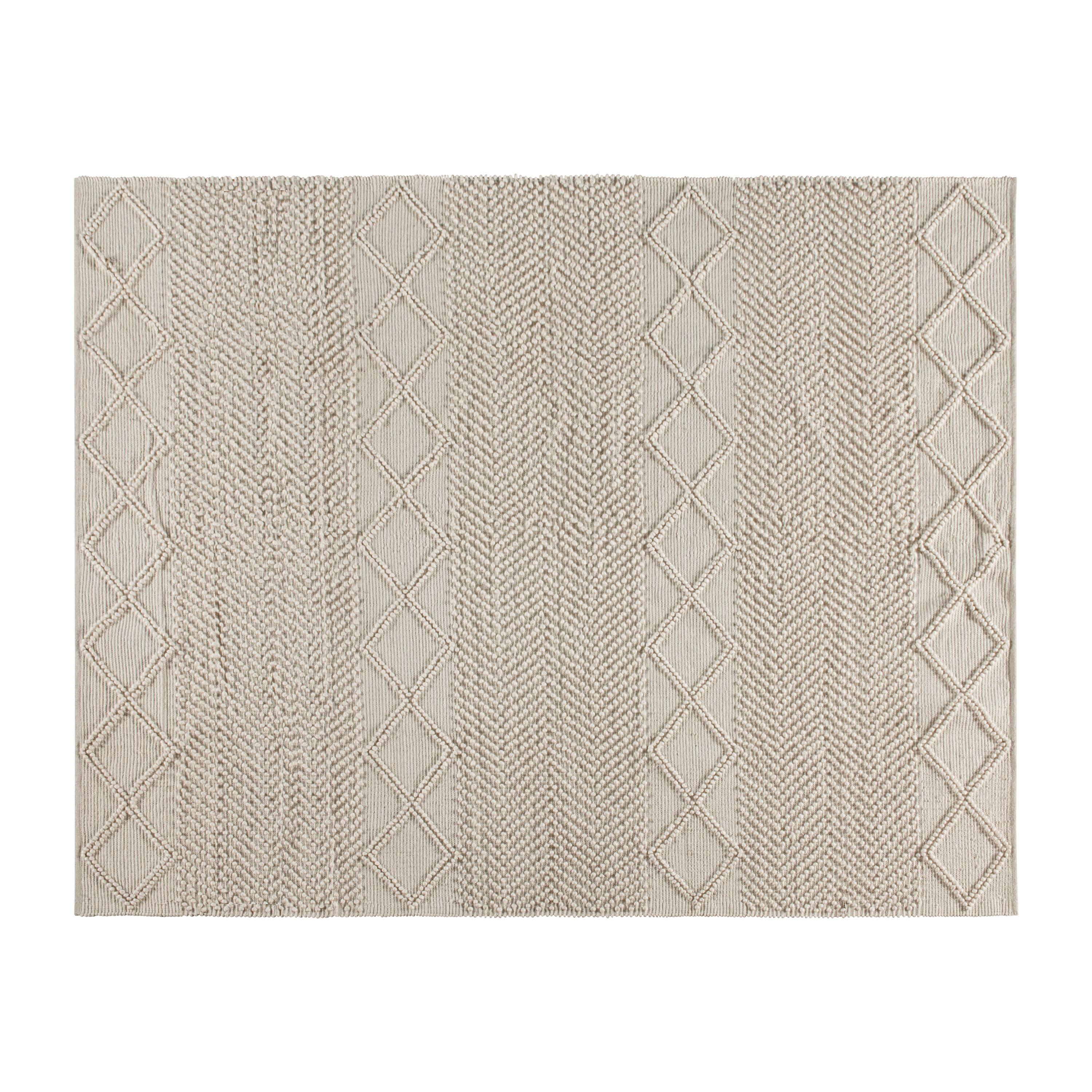 Alt View 1. Emma + Oliver - Triple Blend Handwoven Geometric Area Rug - White/Ivory.