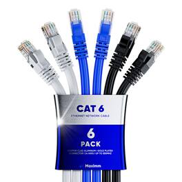 Maximm - Cat 6 Ethernet Cable 30 ft (6-Pack) - UTP, 10Gbps, 550MHz