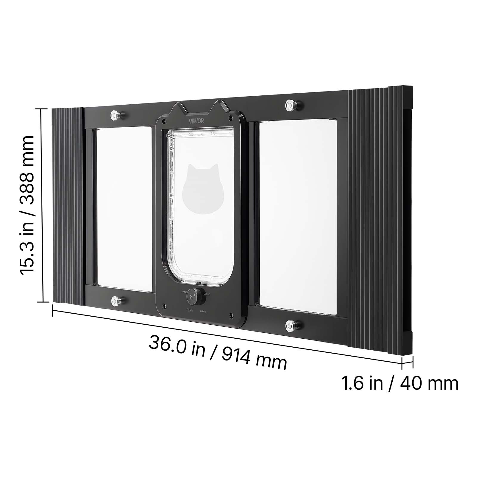 15.3 in / 388 mm  
36.0 in / 914 mm  
1.6 in / 40 mm