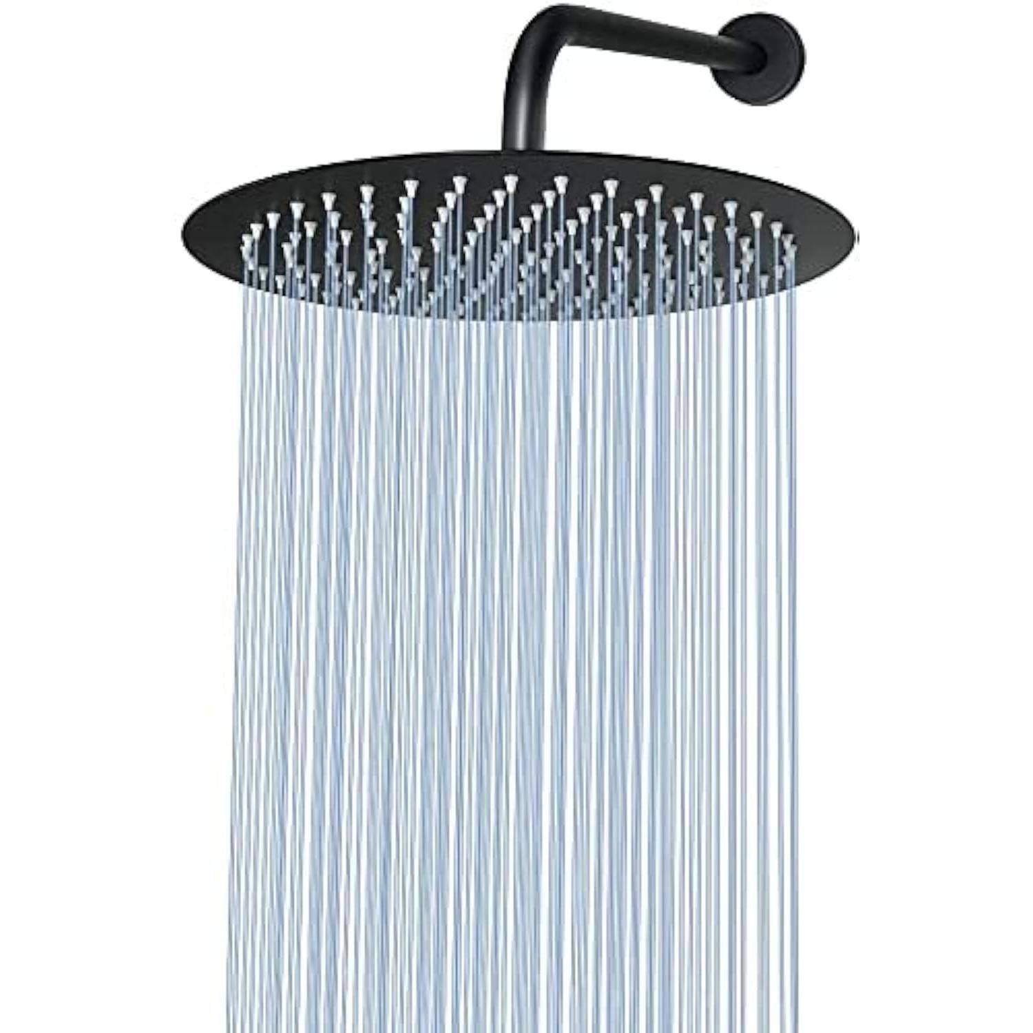 Matte Black-12 Inch Shower Head With 15 Inch Show