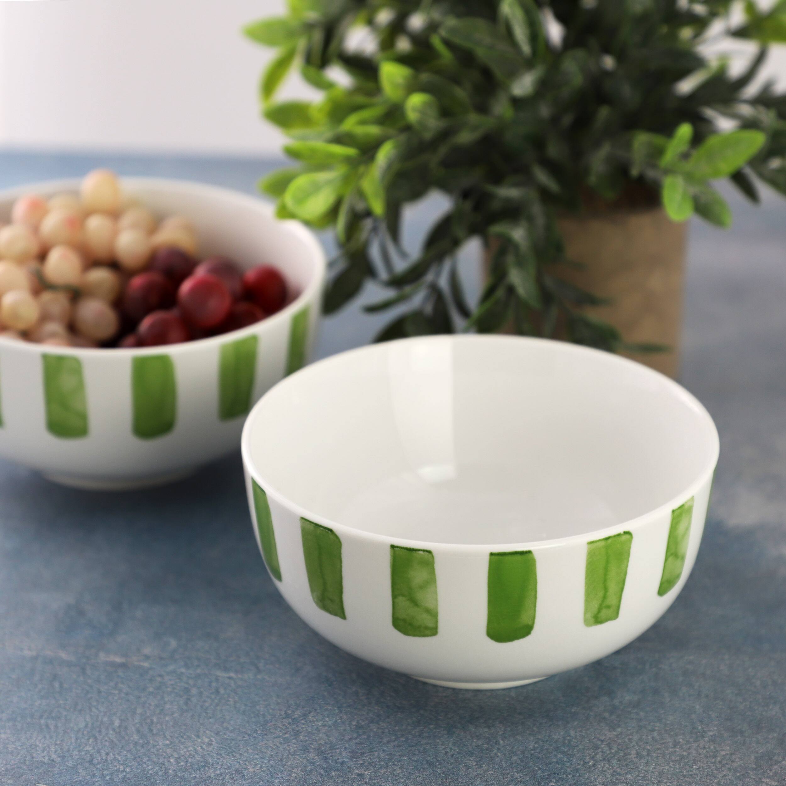 Alt View 2. Gibson - Gibson Home Pacific Waves 2 Piece Fine Ceramic Cereal Bowl Set in Green - Green.