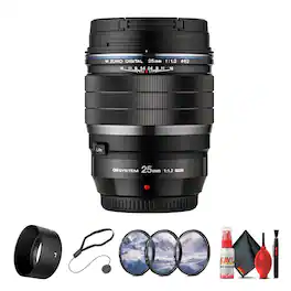 Bundle - OM System - M.Zuiko Digital ED 25mm f/1.2 PRO Lens - Black