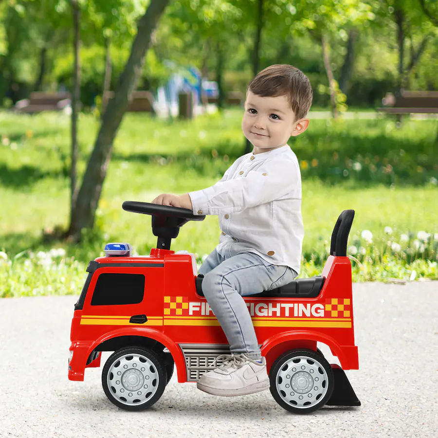 Children's Engine Ride Ons Costway Kids Ride On Fire Engine Licensed Mercedes Benz Push and Ride ...