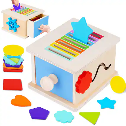 Front. PARKER SLATER - Montessori Box Toys For 1 2 3 Year Old Wooden 1-3 Color Sorting Stacking Sensory Ages 2-3 Easter Birthday FCSONU.