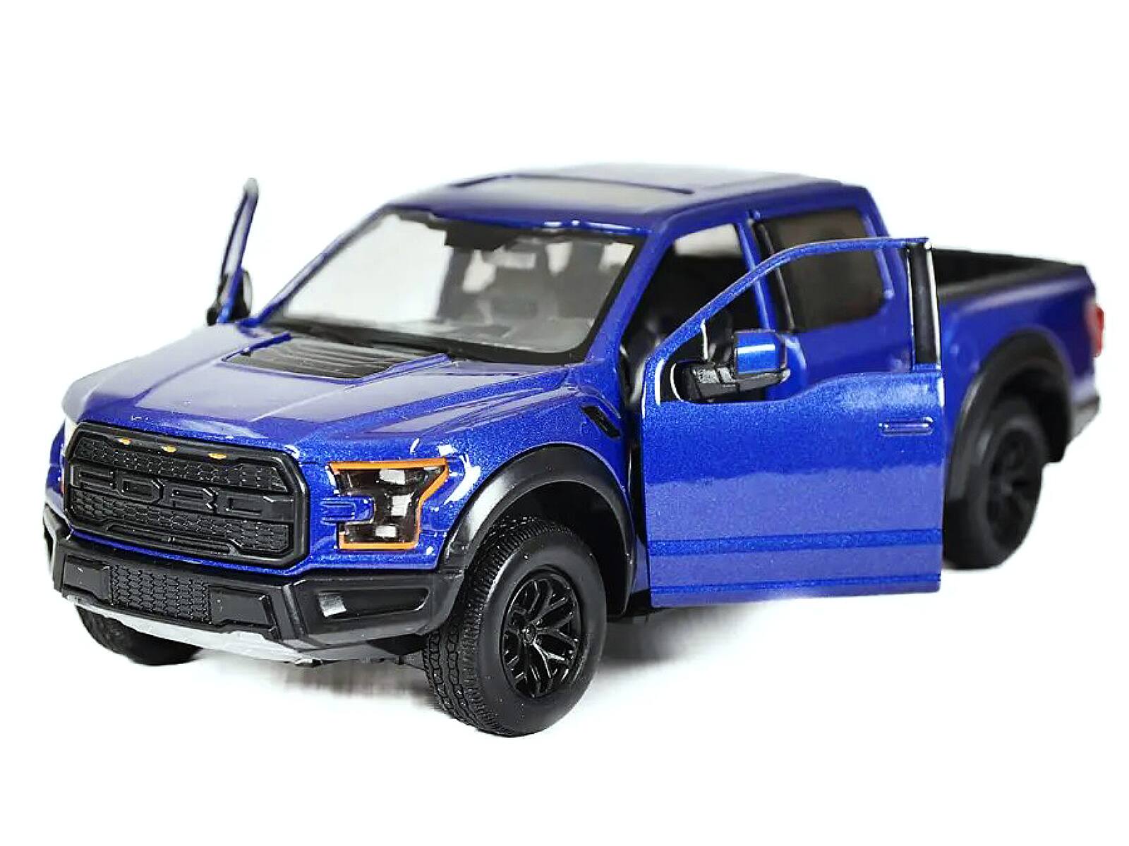 Alt View 1. Motormax - 2017 Ford F-150 Raptor Pickup Truck Blue with Black Wheels 1/27 Diecast Model Car by Motormax.