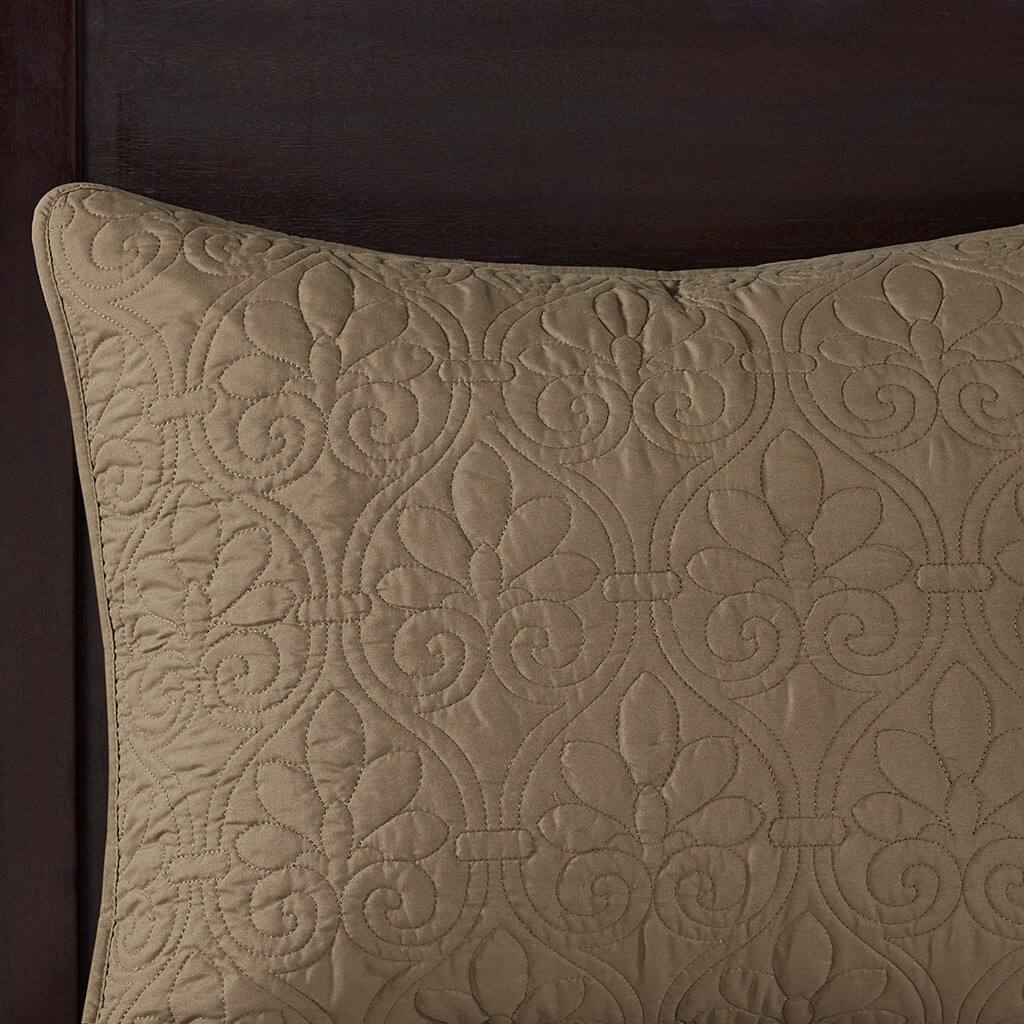 Alt View 3. Gracie Mills - Gracie Mills Sandy Reversible Bedspread Set with Classic Stitch Pattern - Mocha.