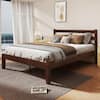 Front. Bestier - Solid Wood Farmhouse Platform Bed Frame with Headboard, No Box Spring Needed, 6.5" Under Bed Storage & Quiet Design - Pine Walnut.