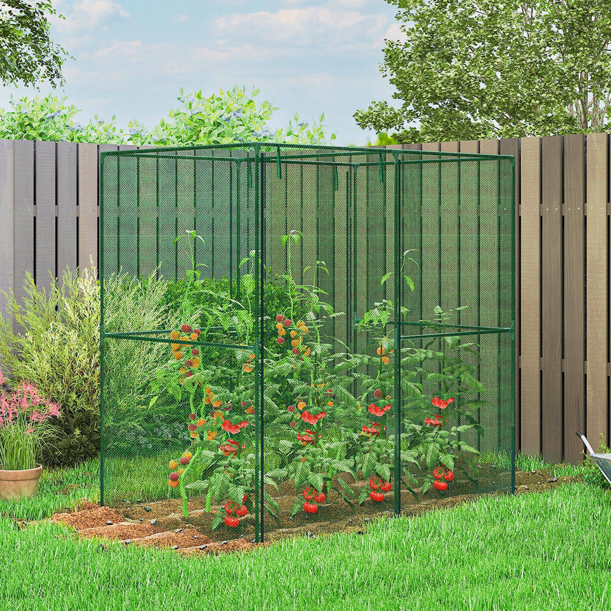 Alt View 1. Outsunny - 6' x 4' x 6' Crop Cage, Plant Protection Tent with Zippered Doors for Vegetable Garden, Backyard, Green.