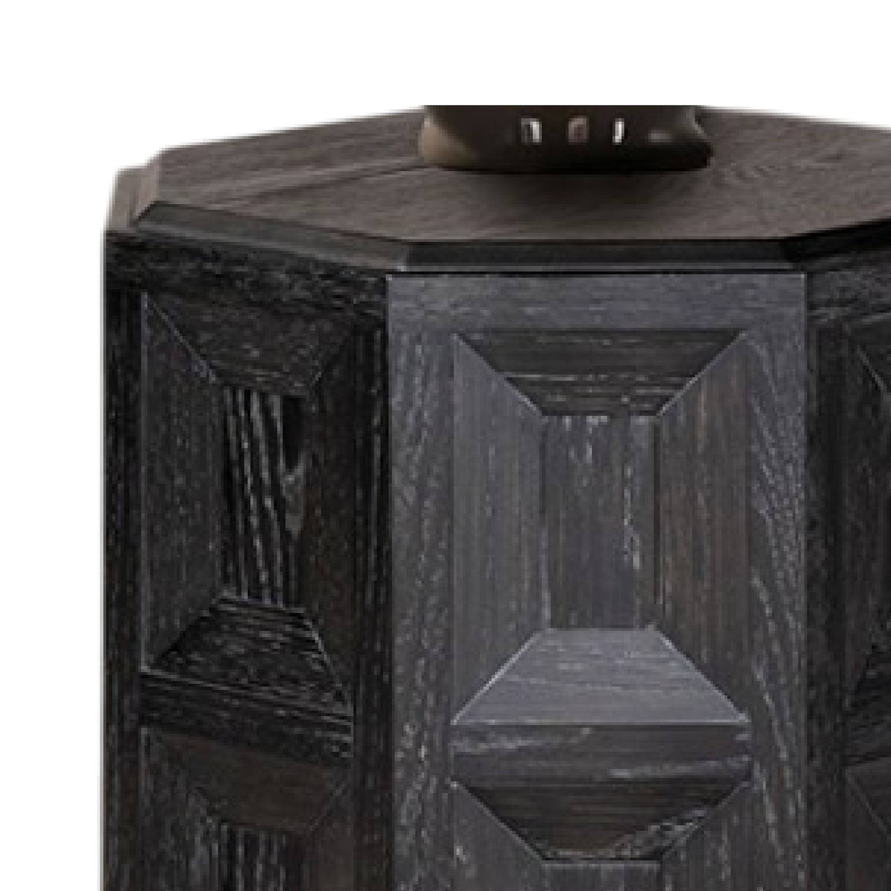 Left. Manhattan Lane - Kizie Accent Side End Table, Black Rubberwood, Rectangular 20 Inch - Black.